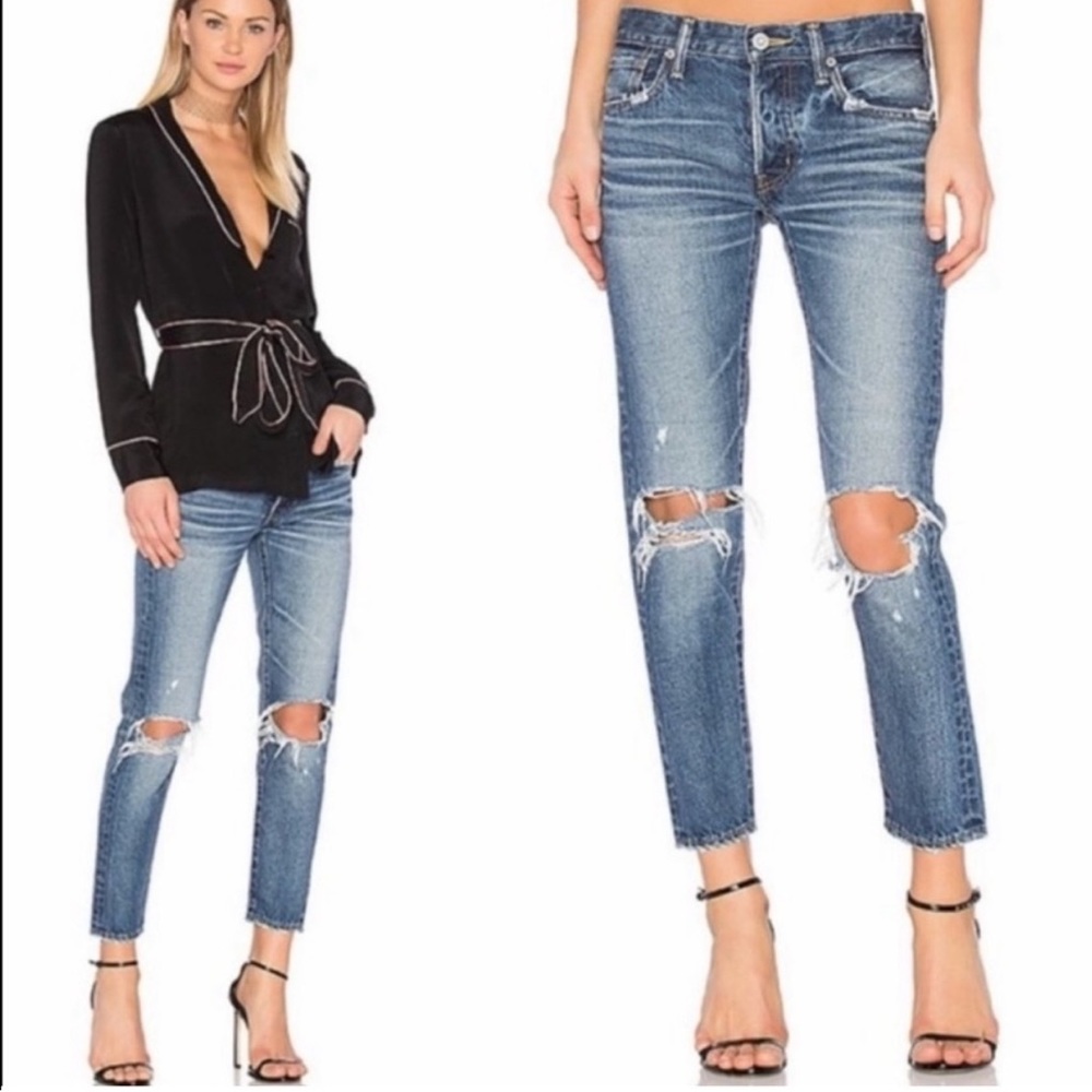 Moussy Blue Distressed Skinny Jeans